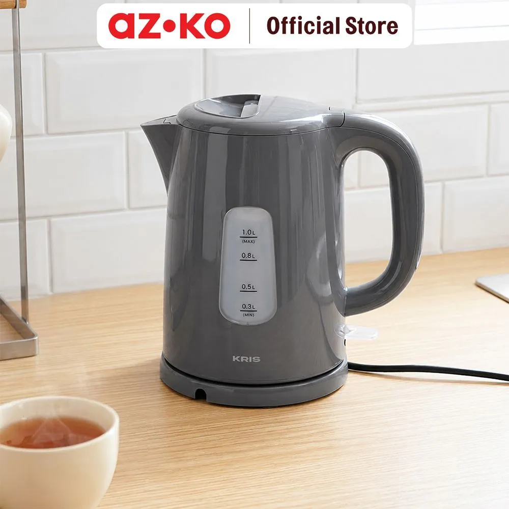 AZKO Kris Teko Listrik Plastik 600 Watt 1 liter - Abu-Abu Ketel Listrik Pemanas Air Water Boiler Electric Kettle