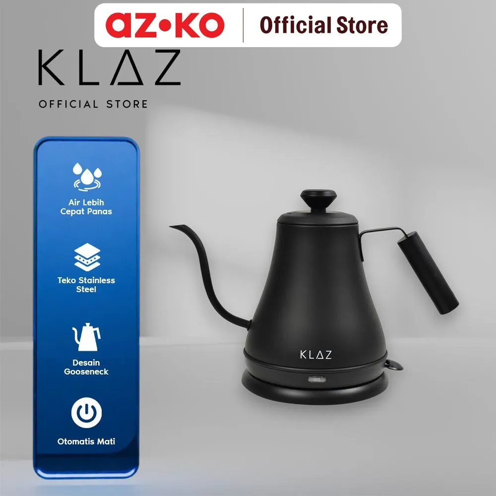 AZKO Klaz 800 ml Teko Listrik Gooseneck Ceret Food Grade Ketel Air Elektrik Electric Kettle Wadah Masak Air
