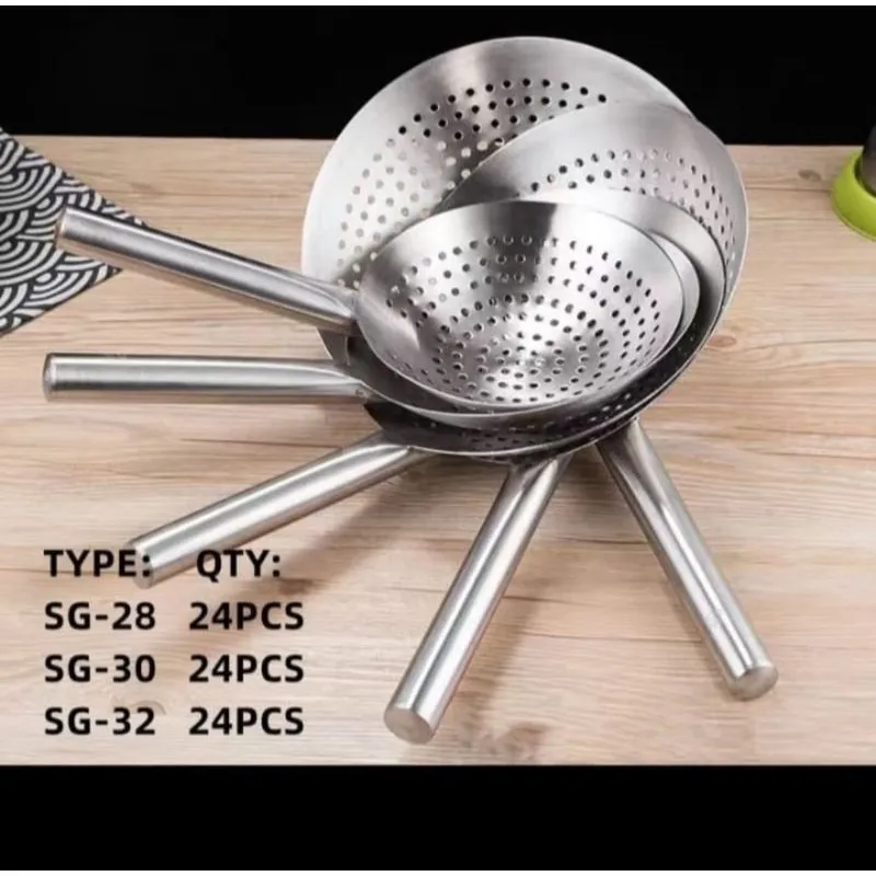 Serokan gorengan stainless TEBAL 32cm 30cm 28cm  / serok bawang jumbo stainless 28cm 30cm 32cm / serokan masak gorengan restaurant / serok saringan minyak jumbo tebal / serok bolok / serokan mie tiris mie minyak stainless tebal