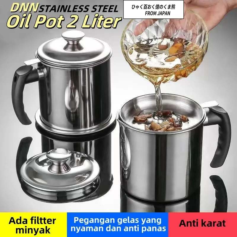 [Premium]OIL POT SARINGAN STAINLESS MINYAK GORENG SISA WADAH JELANTAH 1.3L