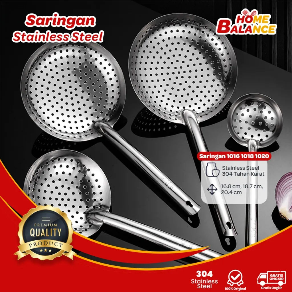 HomeBalance - Saringan Stainless Steel 304 Anti Karat Sutil Saringan Minyak Serbaguna - 1016 1018 1020