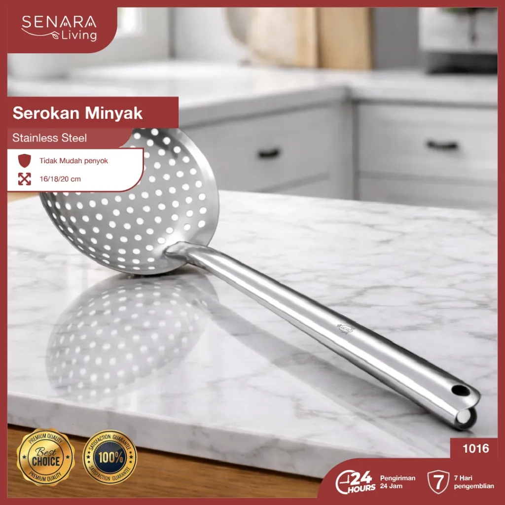 SENARA Living Serok Bolong Stainless Saringan Gorengan Tiris Minyak Kuah Anti Karat 18 20 cm | 1016 1016-18-20