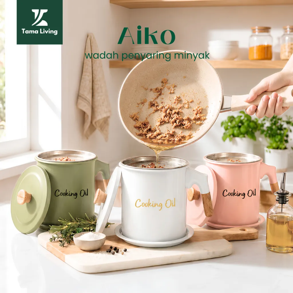 TAMA LIVING Aiko Wadah Penyaring Minyak Goreng Korea Estetik Wadah Minyak Saringan Minyak