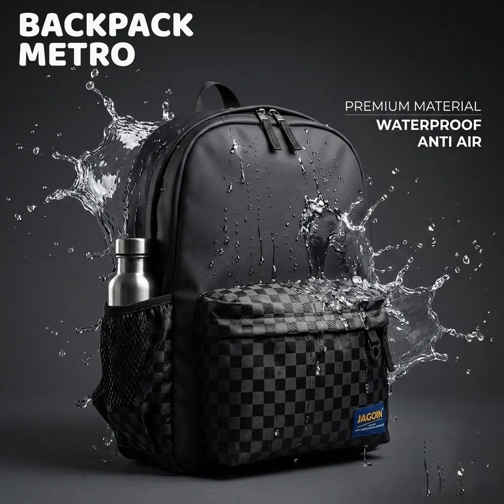 JAGOIN Metro - Tas Ransel Pria Waterproof Backpack Sekolah Kuliah Kerja Anti Air