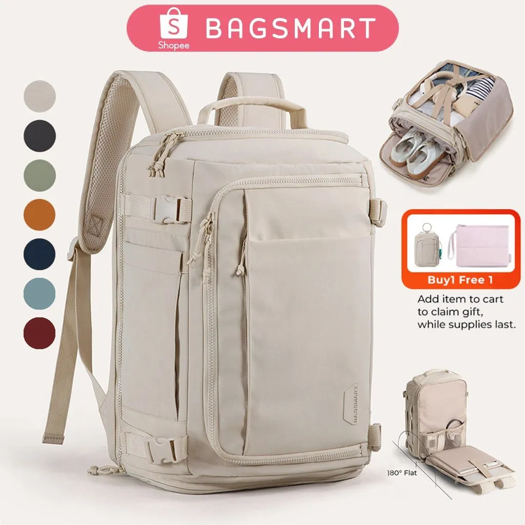 BAGSMART Travel Backpack Tas 38L 15.6Inch Laptop Waterproof Carry On Daypack Travel Duffel Bag