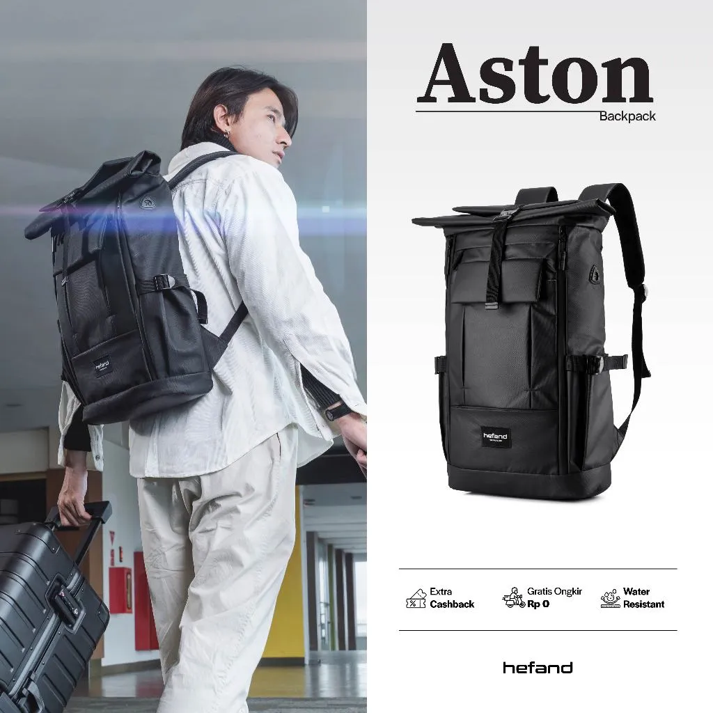 Hefand - Tas Ransel Pria Backpack Aston Tas Laptop Punggung Travelling Outdoor Pria Wanita Tas Leptop Travellbag Backpackeran Waterproof Anti Air