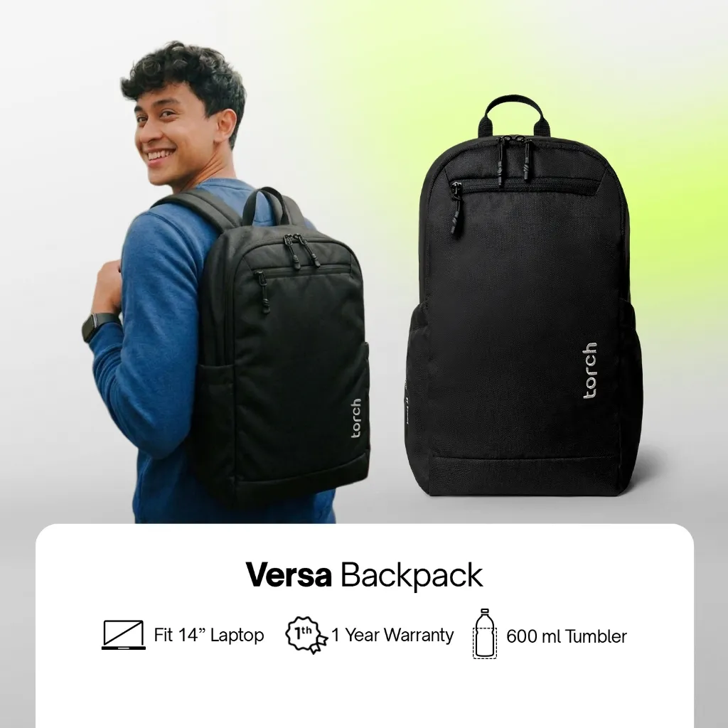 TORCH Versa Tas Ransel Punggung Sekolah Kerja Travelling Laptop Pria Wanita Tahan Air - Daily Backpack Water Ressistant