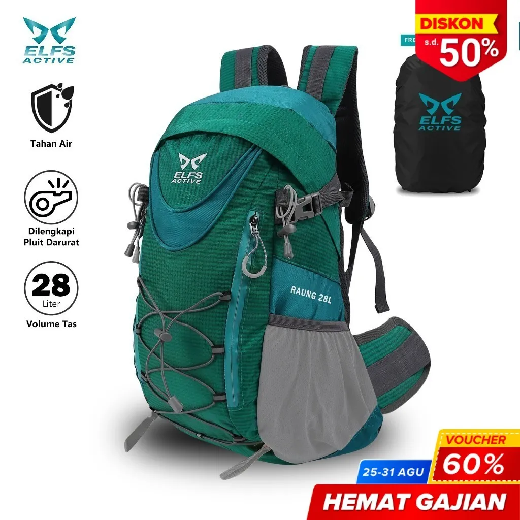 ELFS ACTIVE Tas Ransel Gunung Carrier 28L Backpack Waterproof Tas Camping FREE RAINCOVER