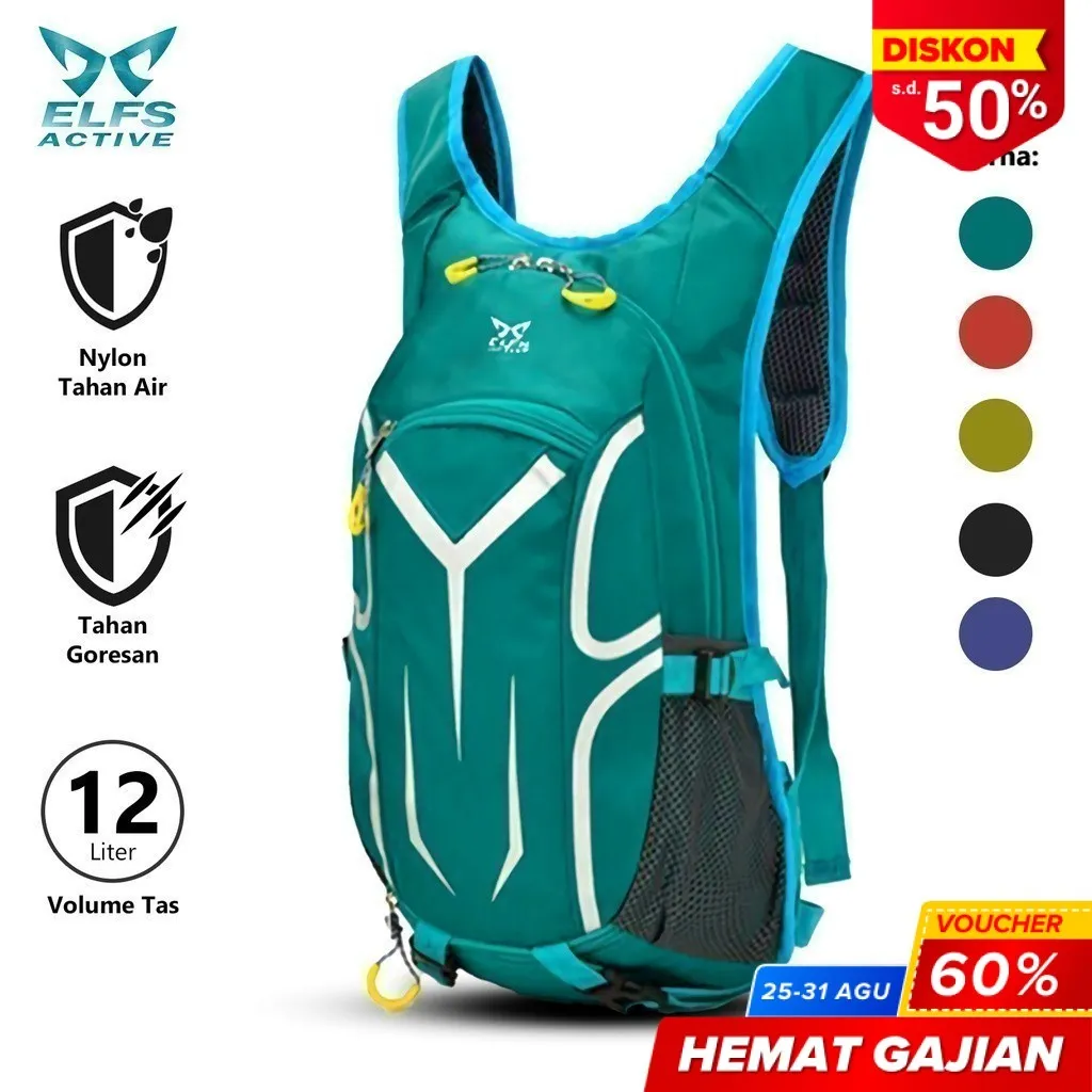 ELFS ACTIVE Tas Sepeda TRS Hydropack 12 L Water Resistant Cycling Backpack Trail Marathon Run 1516