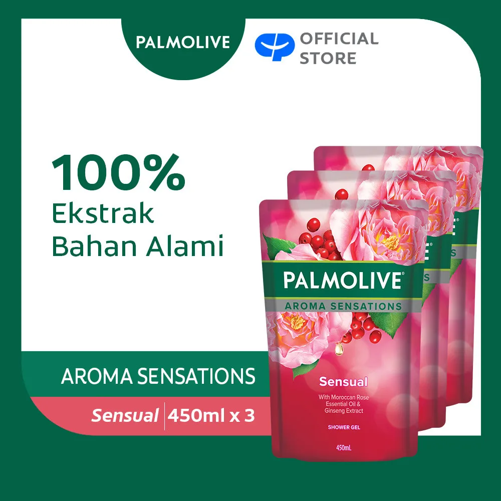 Palmolive Aroma Sensations Shower Gel Sensual Pouch 450ml - Sabun Mandi Cair (3pcs)