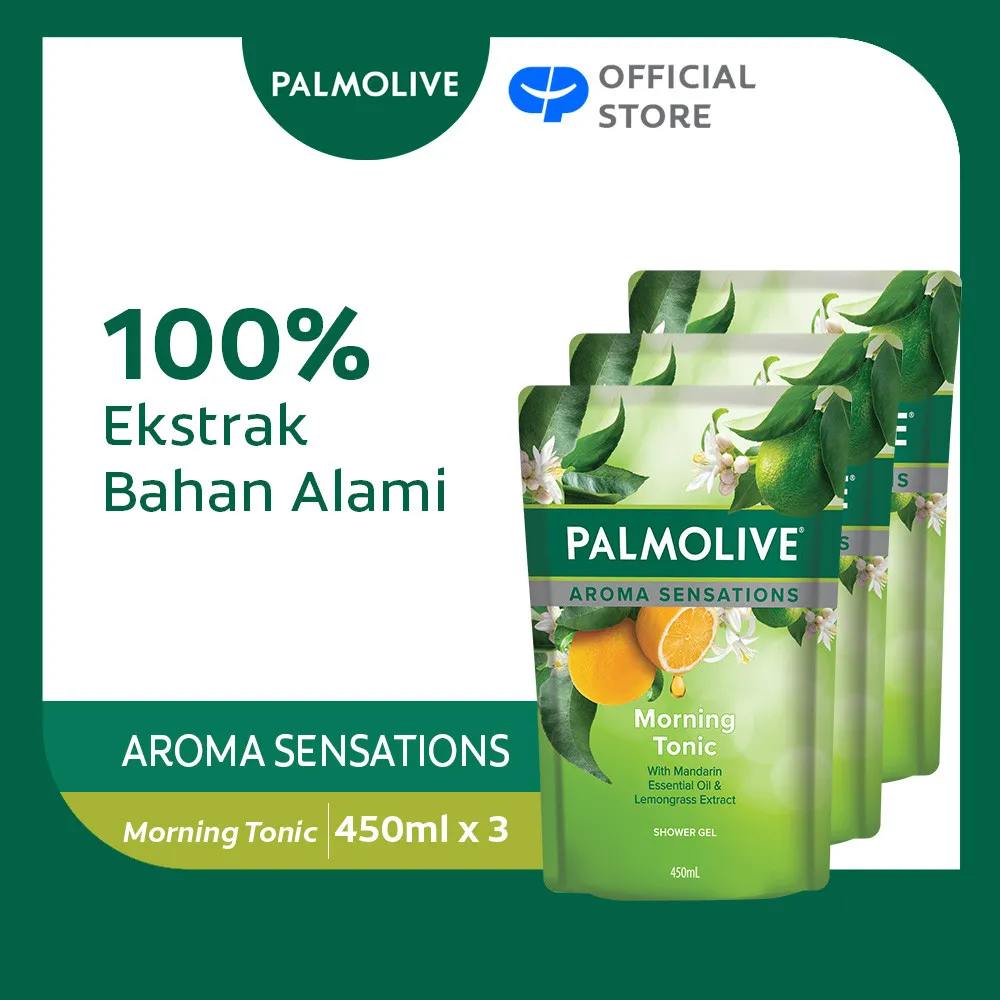 Palmolive Aroma Sensations Shower Gel Morning Tonic Pouch 450ml - Sabun Mandi Cair (3pcs)