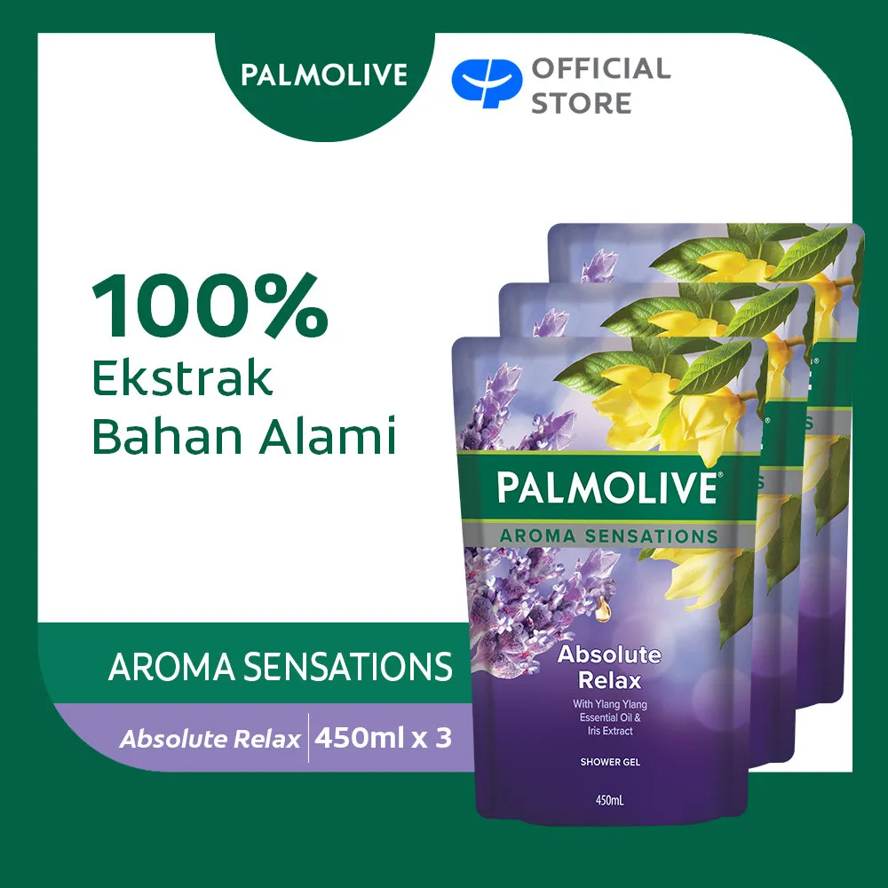Palmolive Aroma Sensations Shower Gel Absolute Relax Pouch 450ml - Sabun Mandi Cair (3pcs)