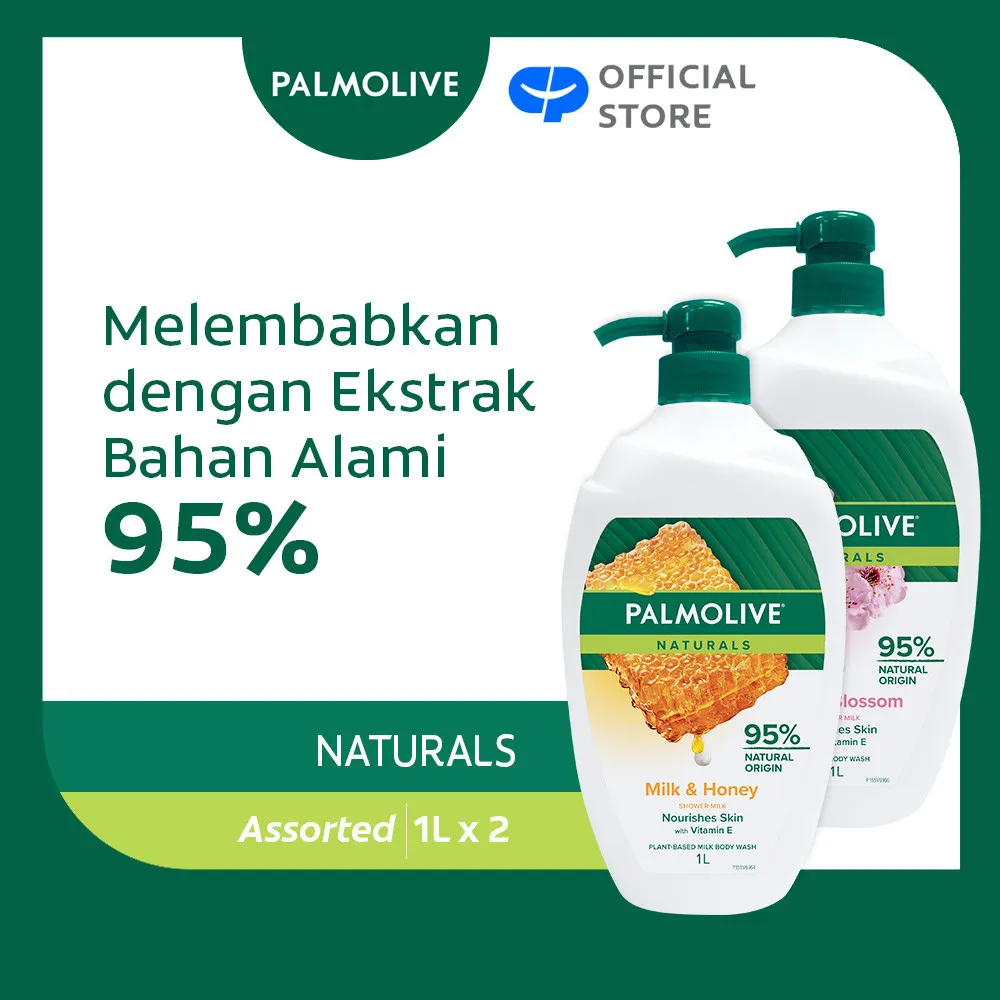 Palmolive Naturals Shower Gel Milk & Honey 1L + Cherry Blossom 1L