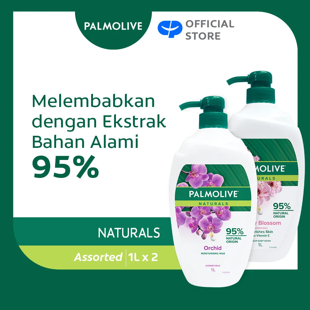 Palmolive Naturals Shower Gel Orchid 1L + Cherry Blossom 1L