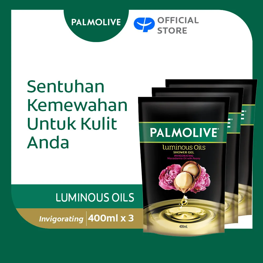 Palmolive Luminous Oils Shower Gel Invigorating Pouch 400ml - Sabun Mandi Cair (3pcs)