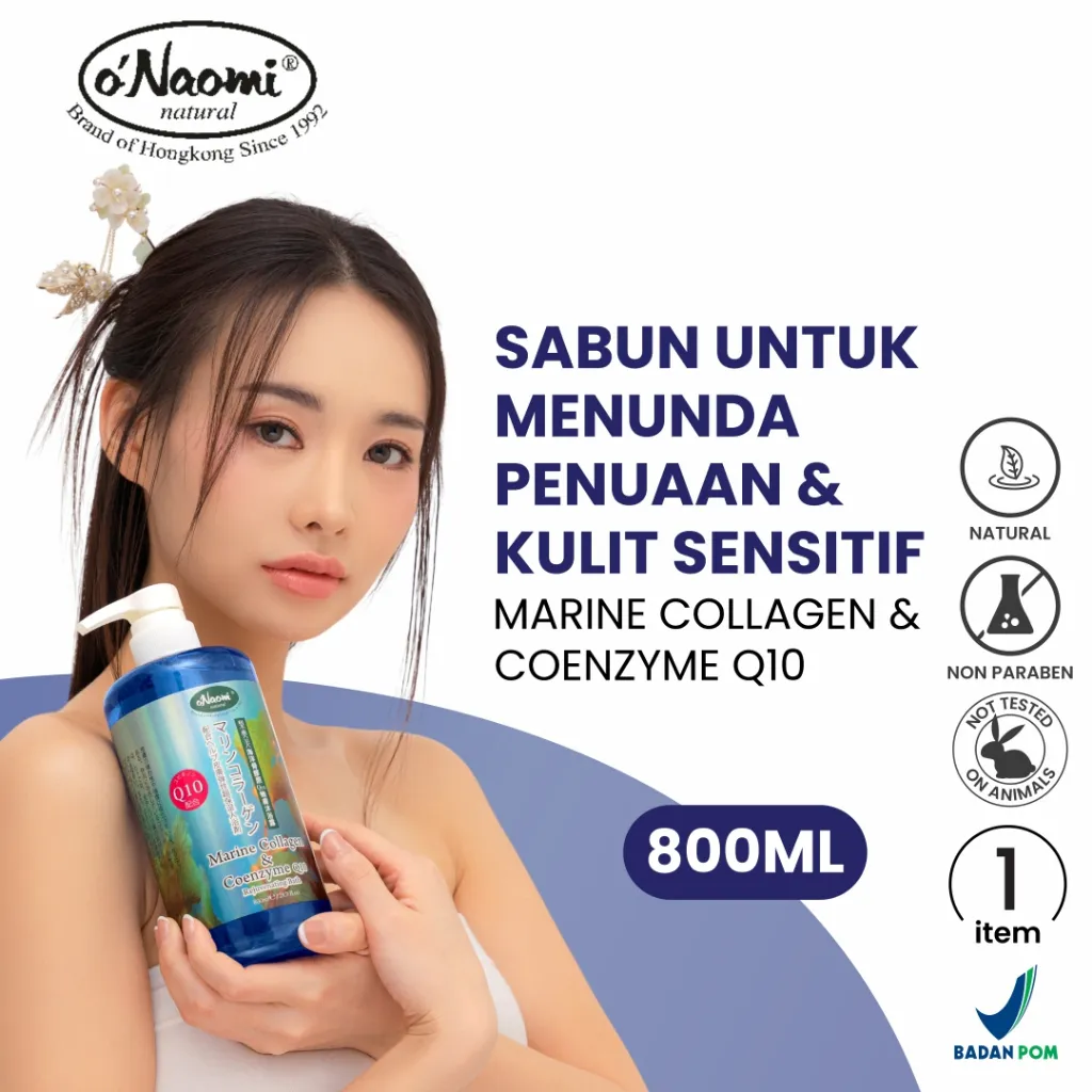 BEST SELLER o’Naomi Marine Collagen & Coenzyme Q10 Rejuvenating Bath Body Wash 800 ml Sabun Mandi untuk Kulit Kering Kasar Aman Kulit Sensitif Agar Lembap Cerah Anti Aging Penuaan Pengencang onaomi natural 1992 o naomi Shower Gel