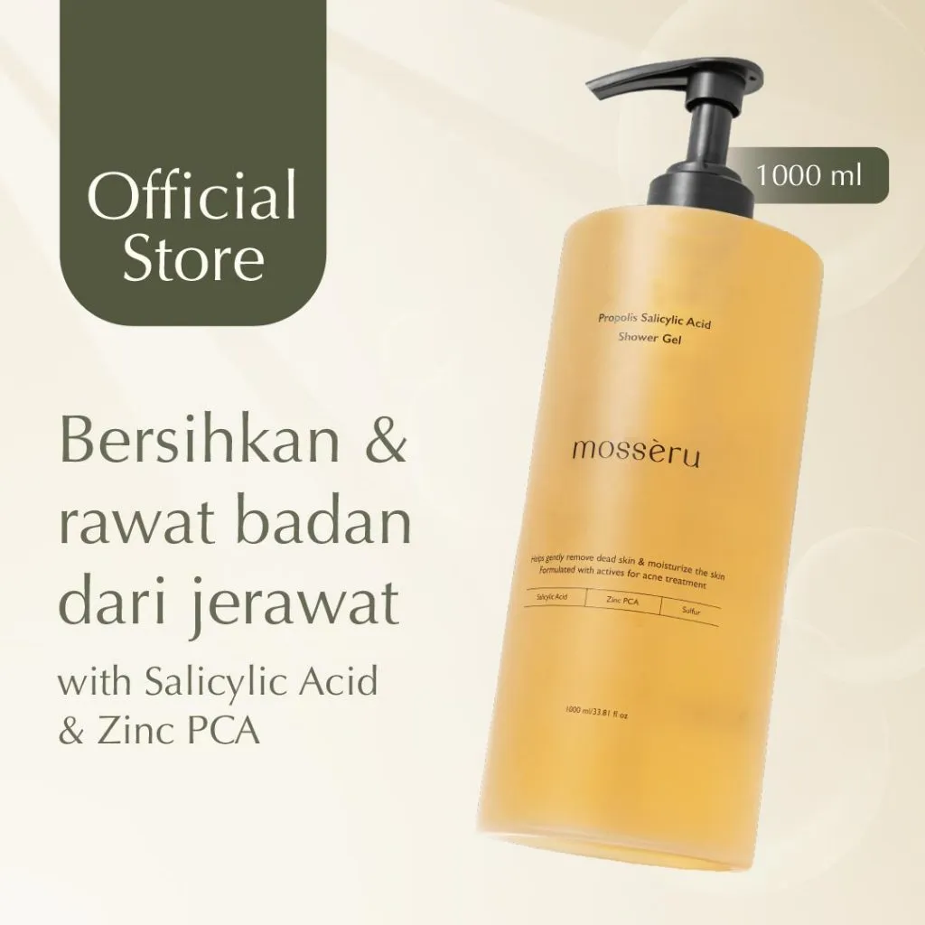 MOSSÈRU Shower Gel for Acne Care with Propolis Salicylic Acid | Sabun Mandi Jerawat | Jerawat Punggung | Body Wash | Melembapkan