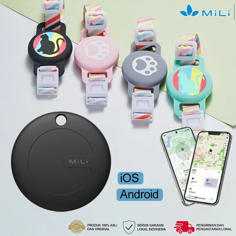 Mili Smart Gps Pet Tracker Air Tag Anjing / Kucing, Kalung Alat Pelacak Keberadaan, Ponsel iOS / Android