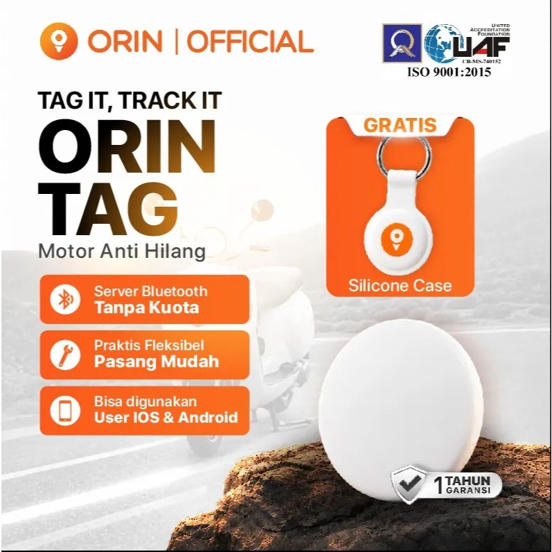 ORIN TAG Mini IOS & Android GPS Tracker Motor Anti Maling, aplikasi Find My / Google Find Hub GPS Tanpa Sim Card