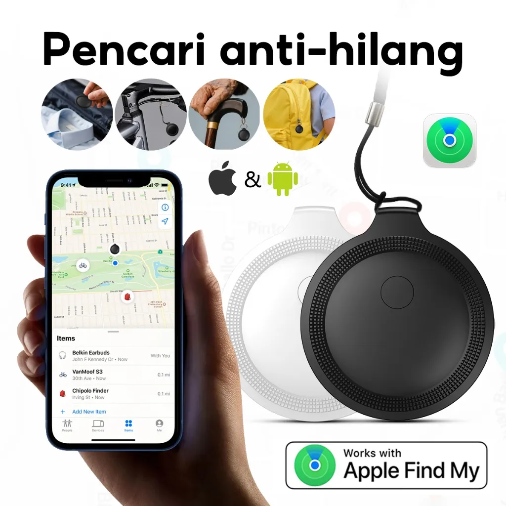 AeroGadget Smart Mini GPS Tracker Anti Lost Device Compatible IOS Android Portable Location Finder For Pet Key Bag Wallet Kids - ST03
