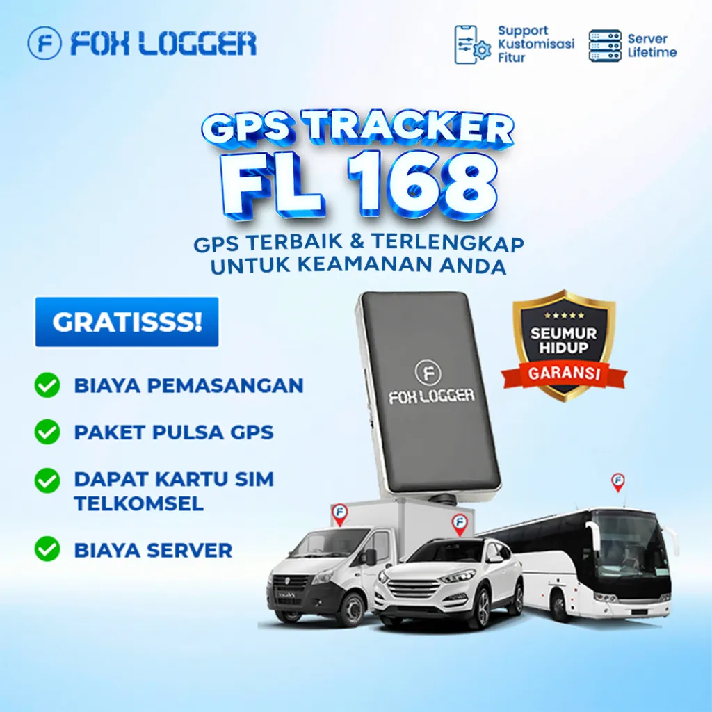 Fox Logger GPS Tracker Tipe FL-168 Pelacak Anti Maling, GARANSI SELAMANYA