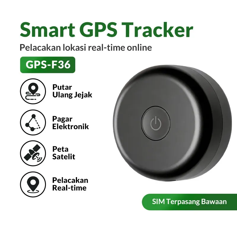 GPS F36 Tracker Mini Anti Hilang Anti Maling Pelacak Real-Time Tanpa Batas Support Android iPhone Baterai Tahan Lama