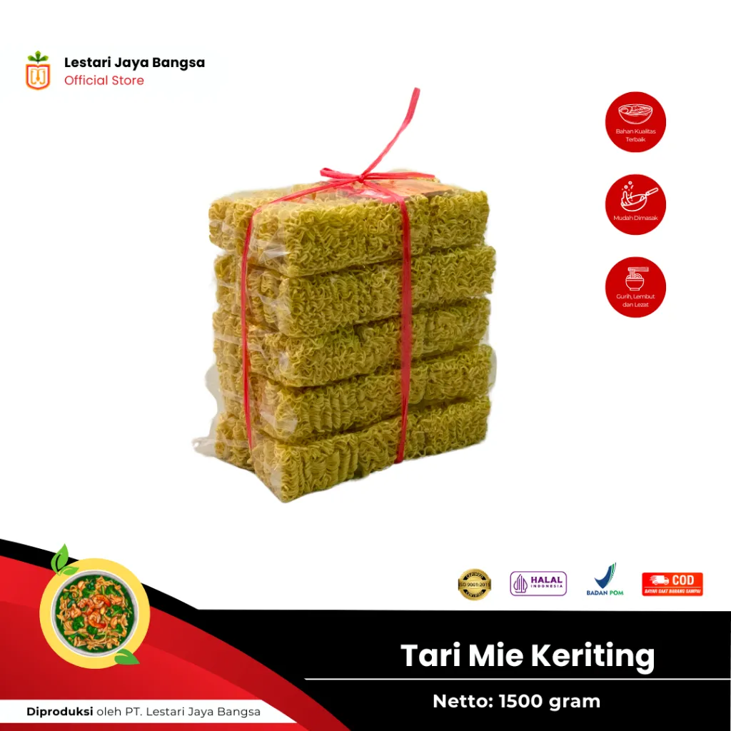 Mie Kering Keriting 1.5 KG Tari Mie | Mie Bakso Mie goreng | Mie Rebus Mie Hajatan