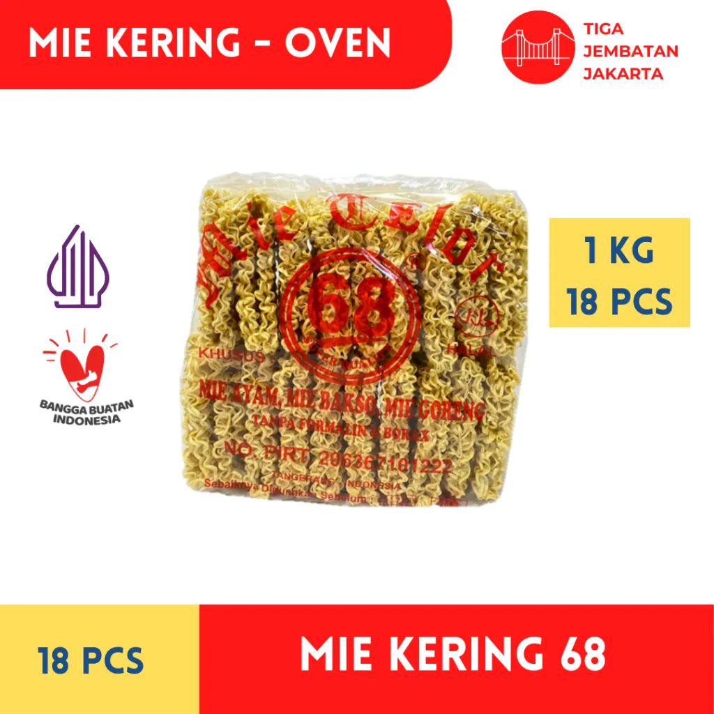 Mie Kering 68 18 PCS Mie 1 kg 18 pcs mie instan Mie kering Mie kuning Mie telur burung dara mie atom bulan mie telur cap 3 ayam mie oven superior mie kiloan mie goreng