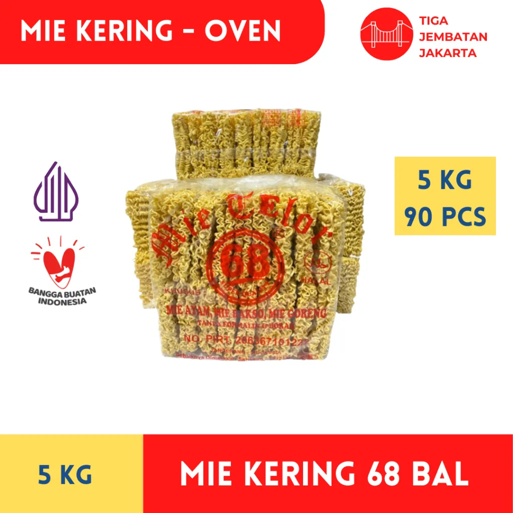 Mie Telur 68 - 1 Bal 90 pcs 5 Kg mie instan Mie kering Mie kuning Mie telur burung dara mie atom bulan mie telur cap 3 ayam