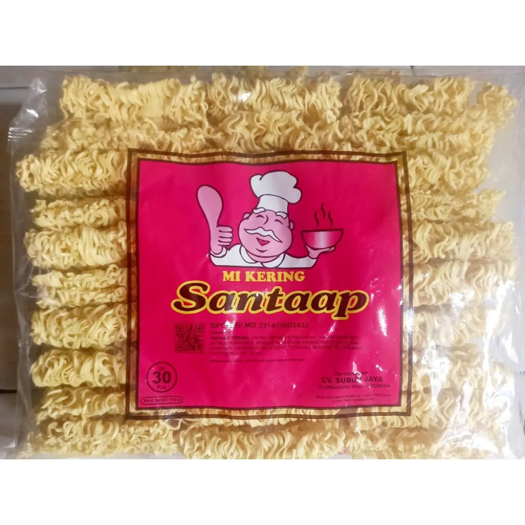 Mie Cap Santaap Kering Isi 30 Pcs 610gr, Praktis Tanpa Bumbu