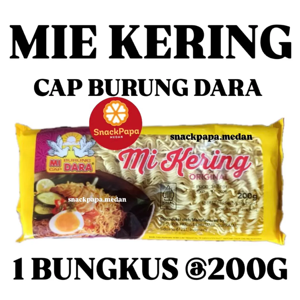 MIE KERING CAP BURUNG DARA [1 BUNGKUS @200G] | MI BURUNG DARA | MIE BURUNG DARA ORIGINAL | MIE KERING CAP BURUNG DARA ORIGINAL | MIE BURUNG DARA KERING 200G