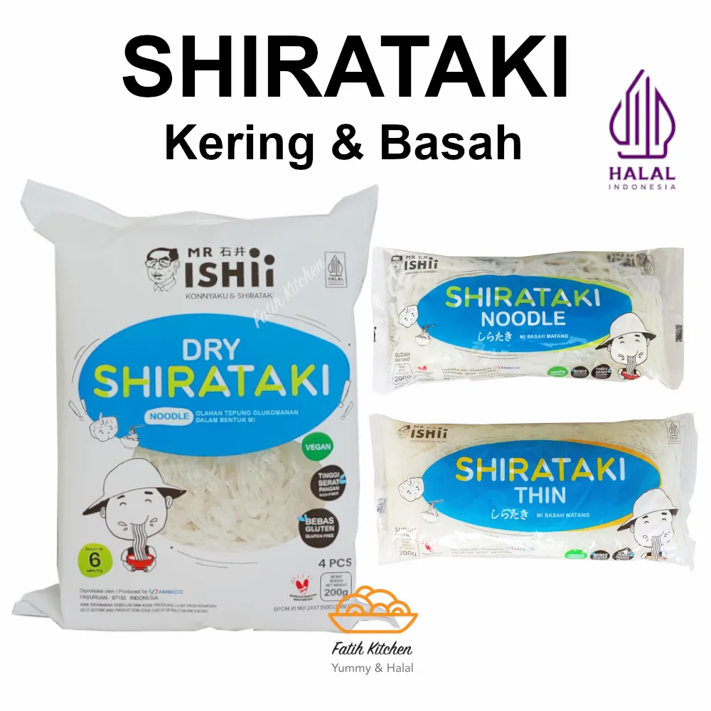 MR. ISHII Shirataki Noodle Kering & Basah – Mie Tinggi Serat & Rendah Kalori, Cocok Untuk Diet