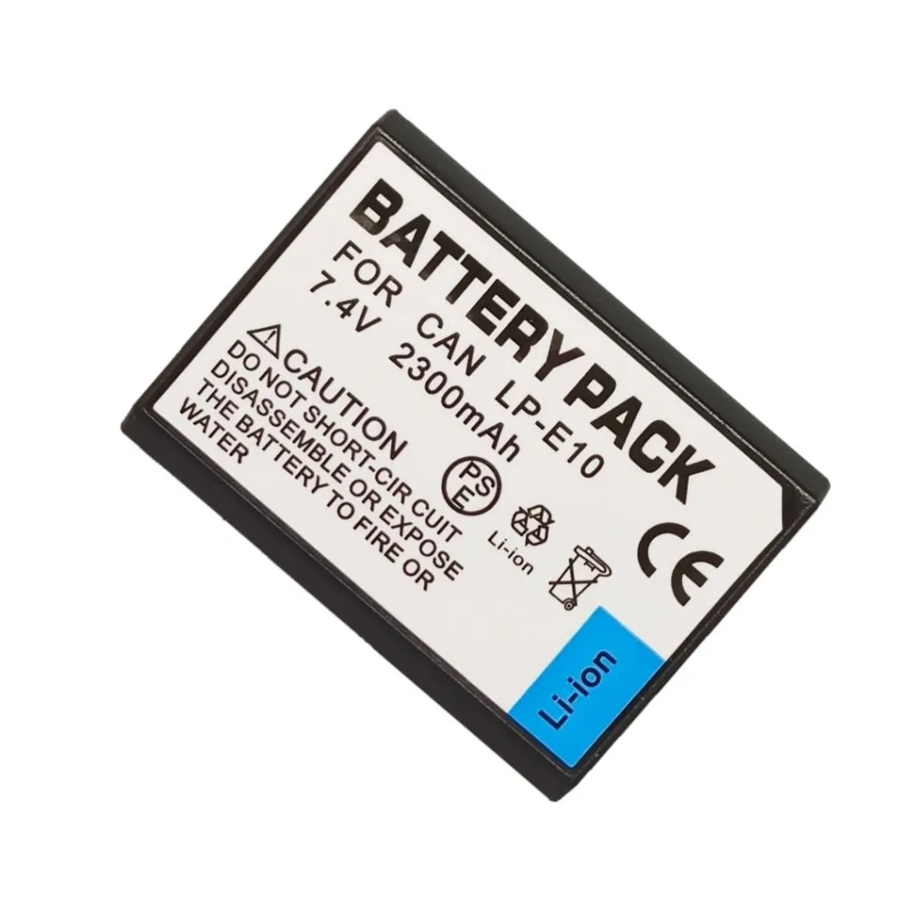 Battery For Canon Lp E10 ( 2300 mAh ) Baterai Power High Lc E10c Batrai Eos 1100D 1200D Batrei 1300D Batere LcE10 Bateri 4000D 3000D 2000D 1500D Cas Ces Rebel T3 T5 T100 Baterei Carjer T6 T7 Baterey Kiss X50 X70 LPE10 X80 Dua