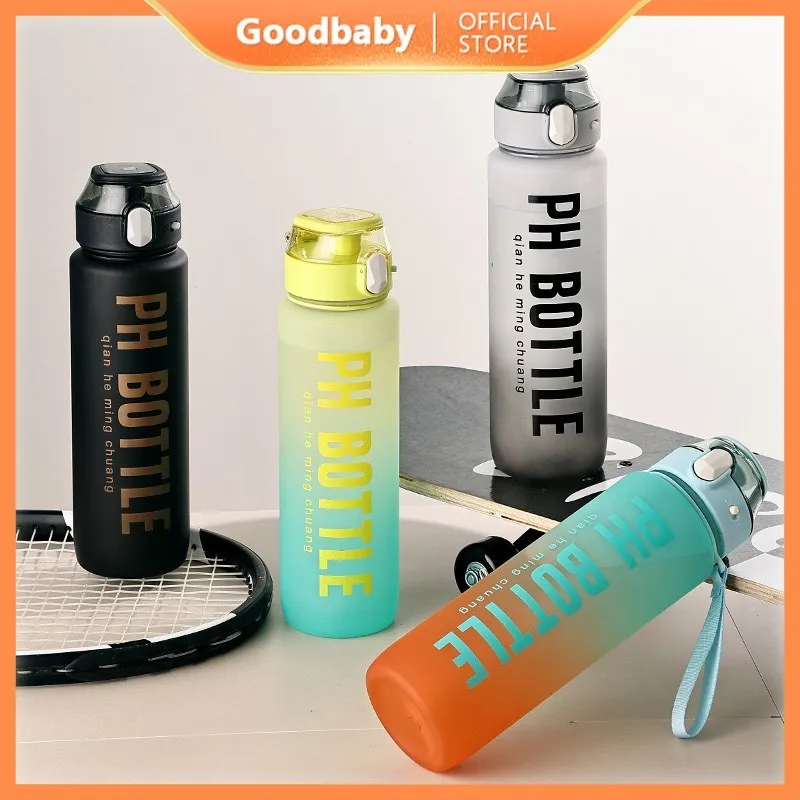 GOODBABY Botol Minum Aesthetic Botol Minum Sport Botol Minum 1 Liter Botol Minum Anak bpa free Tumbler Motivasi Free Stiker 2D+3D