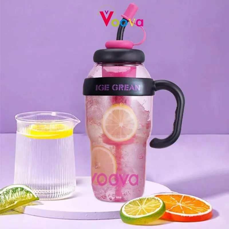 VOOVA Botol Air Minum Jumbo Kapasitas 1300ML Besar Botol Air Anak Jumbo Premium dengan Sedotan Tumbler Gym Gelas Infus Water Aesthetic BPA