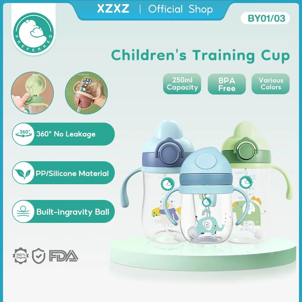 Preferred botol minum anak bahan PP 250ML Training cup bayi Botol/Air Bayi Anak Jerami Botol BY01