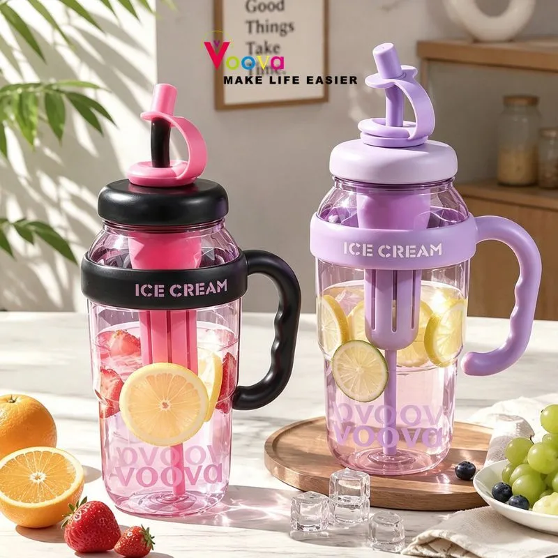VOOVA Tumbler Botol Air Minum Jumbo Kapasitas 1300ml / Botol Air Anak Jumbo dengan Sedotan / Tumbler Gym Gelas Infused Water BPA FREE