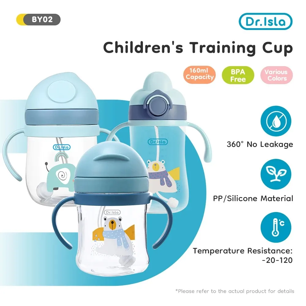 DR.ISLA Botol Minum Bayi/botol minum anak/Botol Bayi 250Ml Karakter Kartun Lucu Cangkir Air/Botol Air Bayi Anak Jerami Botol Air BY01