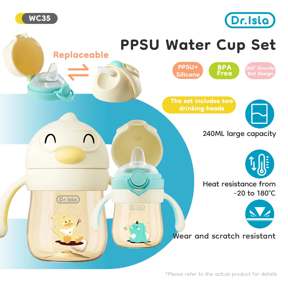 Dr.isla Botol Minum Anak Botol 240ML Minum Bayi PPSU Botol Susu Training Cup Bpa Free WC35