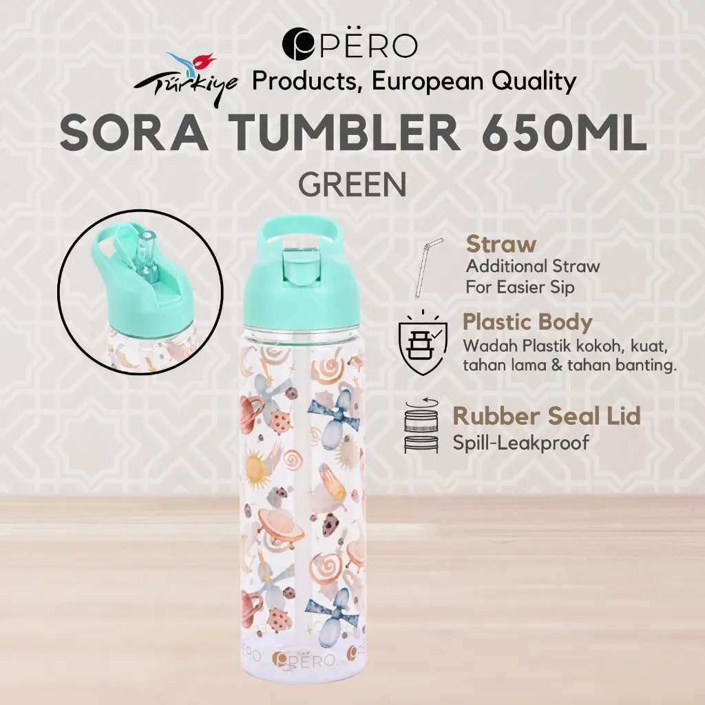 Pero Botol Minum Anak BPA free Anti Tumpah 650ML Sora Tumbler BPA FREE Sport / Botol Minum Anak tk / Tumbler Anak Plastik Olahraga Sora 650ML / Tumbler Aesthetic Anak Laki-Laki Perempuan / Botol Minum Anak Sekolah Plastik Anti Tumpah