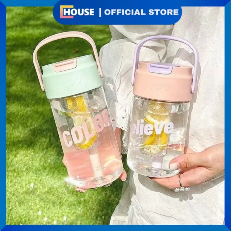 UHOUSE Botol Air Pastel 550ml & 800ml / Tumbler Sedotan dengan Infuser Teh / Botol Minum Anak BPA Free