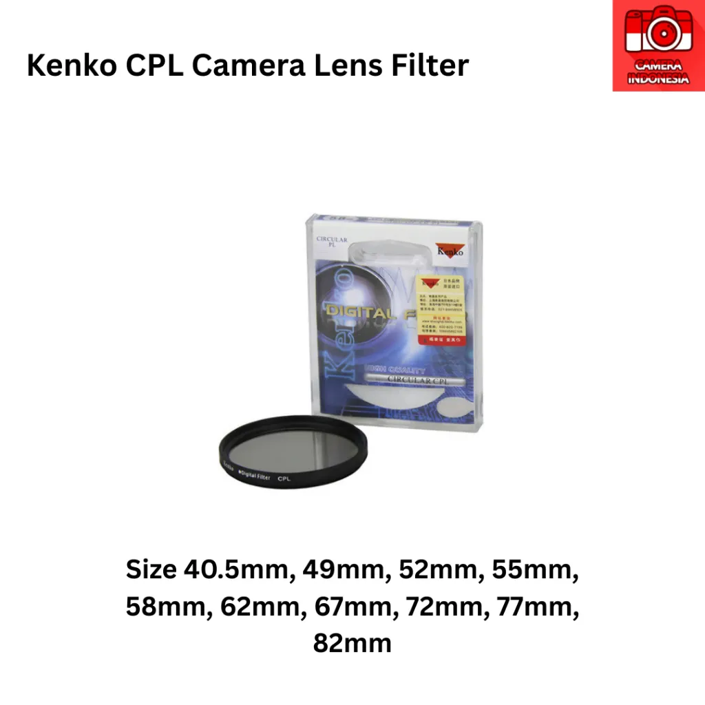 Kenko CPL Camera Lens Filter Circular Polarizer size ukuran Diameter 40.5mm 49mm 52mm 55mm 58mm 62mm 67mm 72mm 77mm 82mm Filter Lensa Kamera