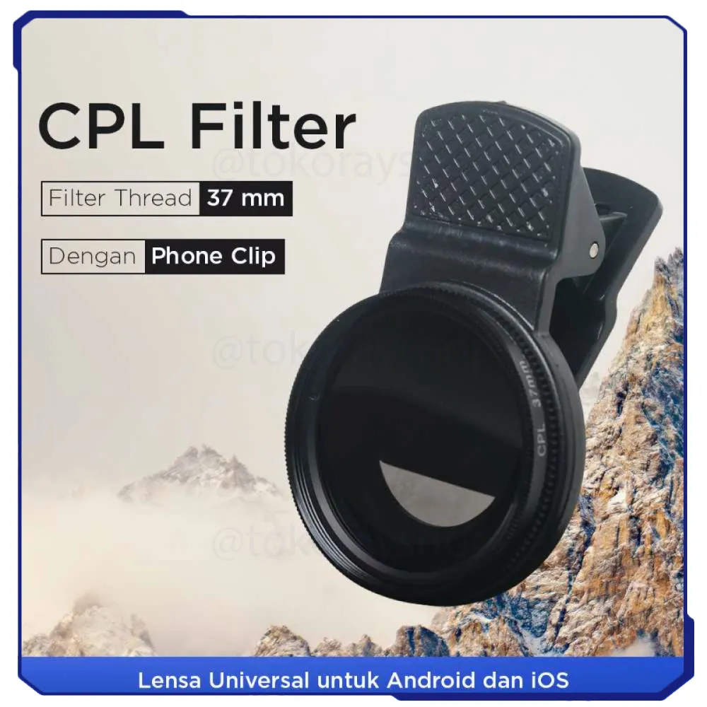 Klip Lensa Filter Kamera Smartphone CPL Polarizer 37mm - EZ-27
