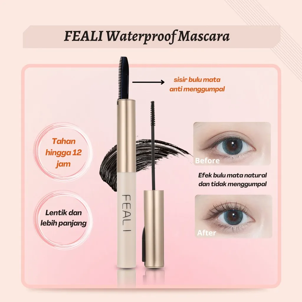 [BPOM] Feali Mascara Waterproof Long Lasting Volumizing Lengthen Eye Lash Makeup - Make Up Maskara Waterproof