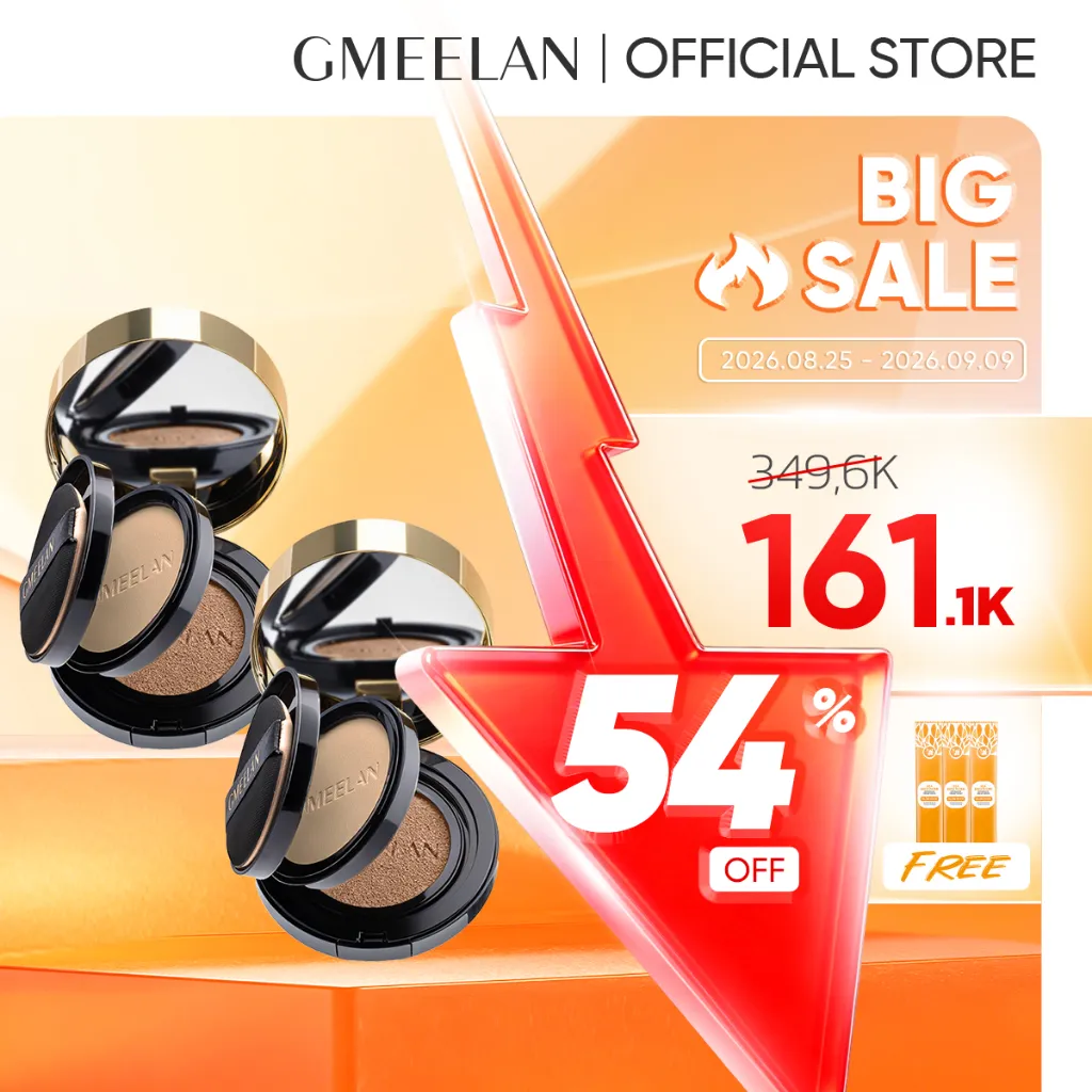 GMEELAN 2 IN 1 Perfcet Cover Cushion Powder Foundation Black Truffle Zinc PCA Antioxidant Air Cushion 7g+10g Meratakan Warna Kulit Factial Make Up Oil-Control Waterproof High Coverage Flawless Foundation Long-lasting Concealer BB CC Cream BPOM