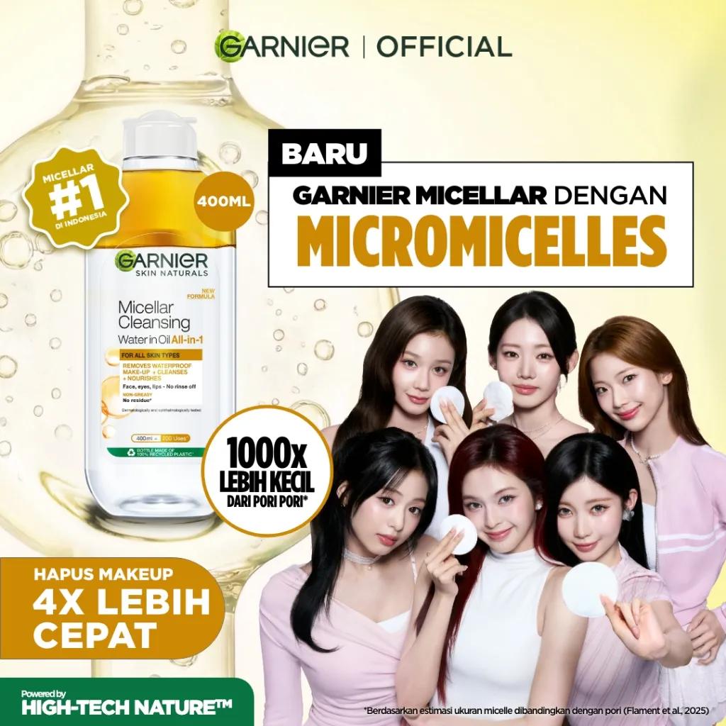 GARNIER Micellar Water Oil Infused Cleansing Oil Biphase Skin Care 400ml Skincare Cleansing - Pembersih Wajah & Make up Waterproof Untuk Semua Jenis Kulit Micellar Cleansing Water Pembersih Makeup Wajah Remover