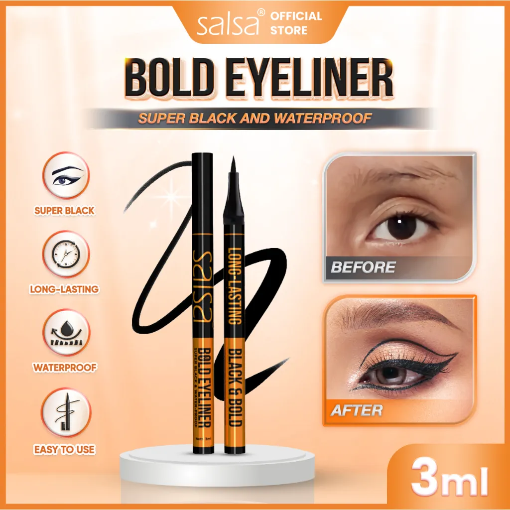 SALSA Bold Eyeliner - Super Black Waterproof Pen Eyeliner Hitam | Waterproof | Awet | Eyeliners
