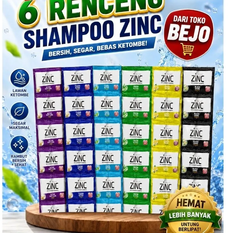 (144 sachet ) 6 renceng shampo zinc / shampoo zinc/ shampo zinc terbaru isi 12 sachet