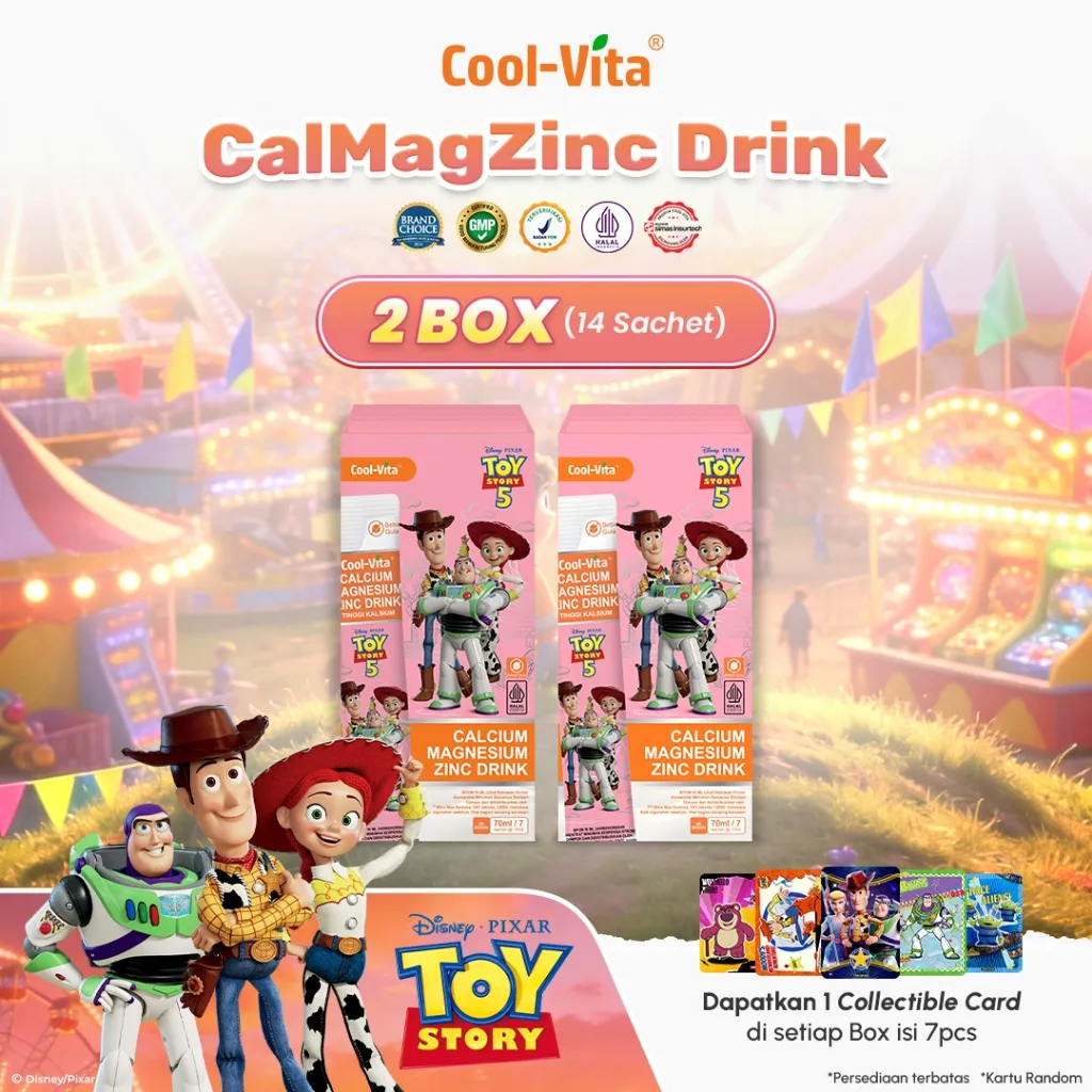[NEW PRODUCT] Coolvita 2 Box Calcium Magnesium Zinc Drink Rasa Yoghurt Strawberry - Membantu Mendukung Pertumbuhan Tulang dan Gigi | Mengandung Kalsium Magnesium Zinc dan Vitamin D3 | Original dan BPOM