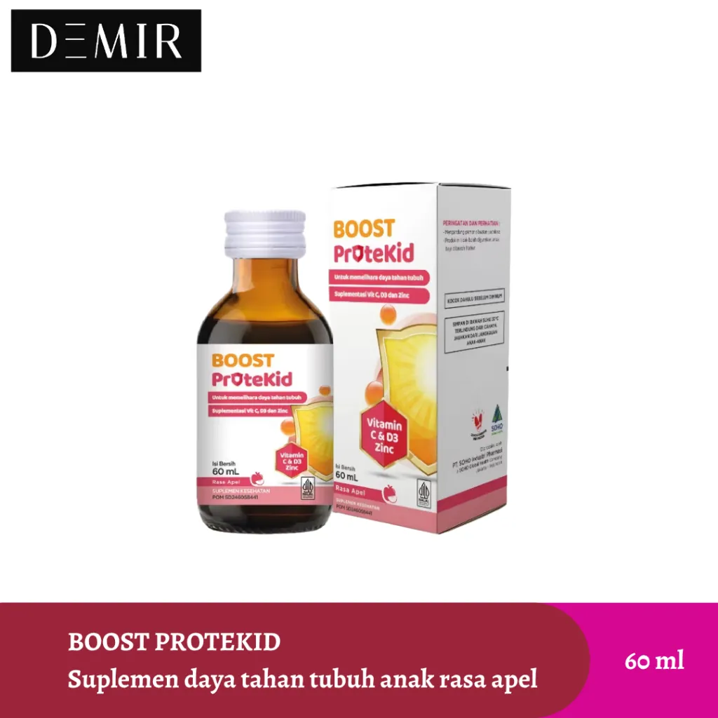 Boost Protekid Sirup 60 ml / Vitamin C & D3 + Zinc Untuk Anak Rasa Apel